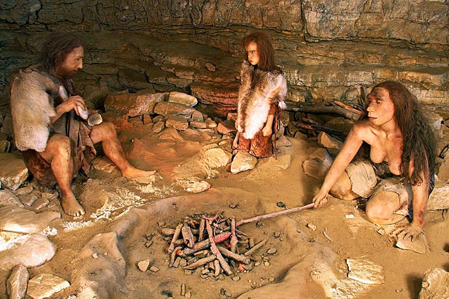 Scène de vie néandertalienne