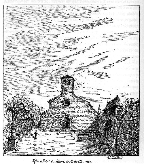 L'église de Macheville en 1860.